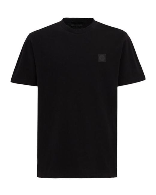 Stone Island Black Cotton Crew Neck Short Sleeve Tee for men