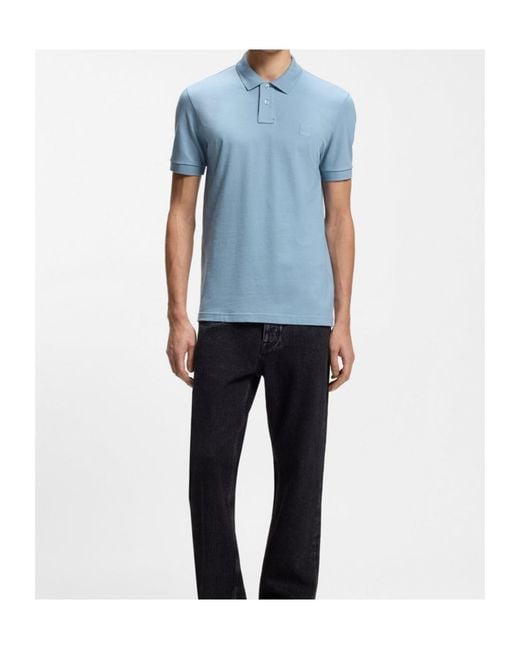 Boss Blue Collared Short-Sleeved Polo Shirt for men