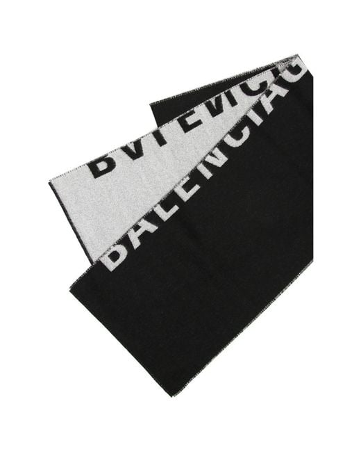 Balenciaga Black Logo Pattern Scarf for men