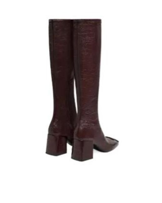 Courreges Brown Logo-Detail Square-Toe Boots