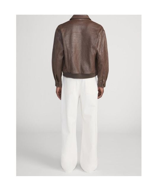 FRAME Brown Zip Leather Jacket for men