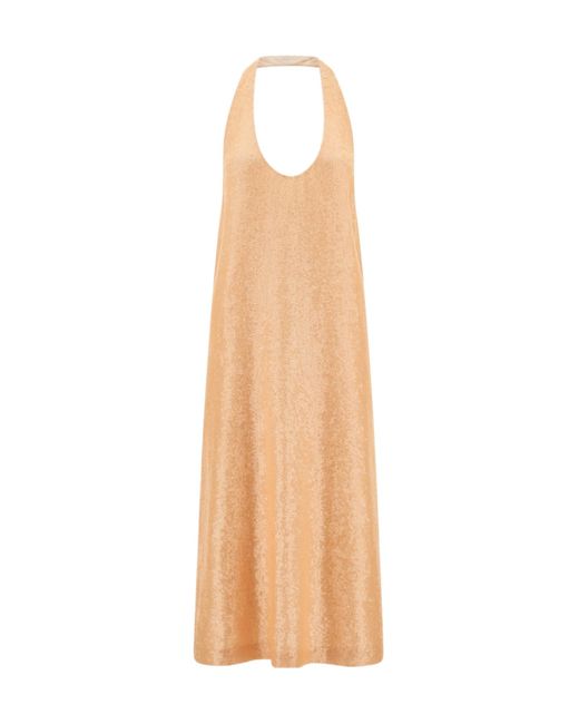Ferragamo Natural Sequin Embellished Dress