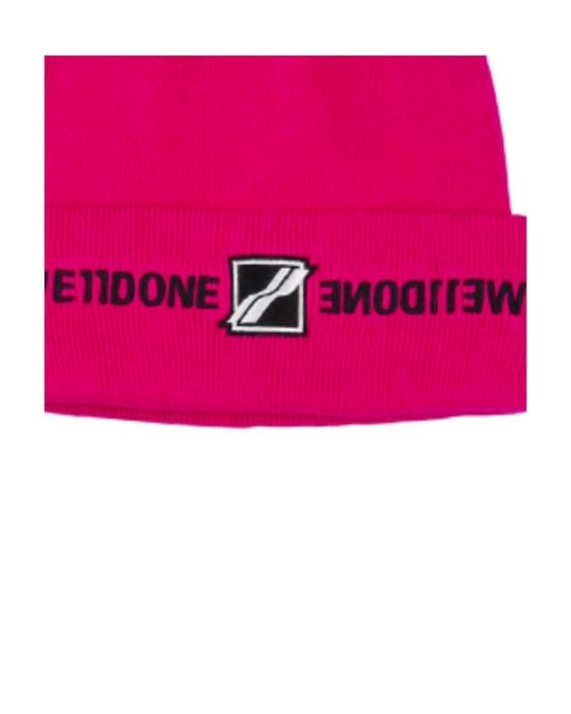 we11done Pink Round Knitted Hat for men