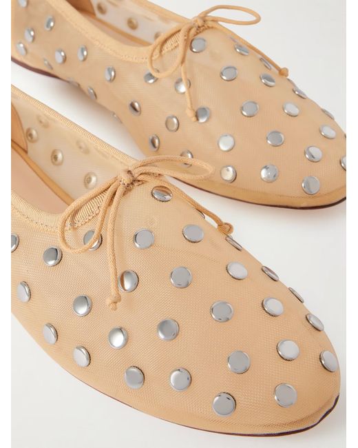 Loeffler Randall Natural Embellished Mesh Ballet Flats