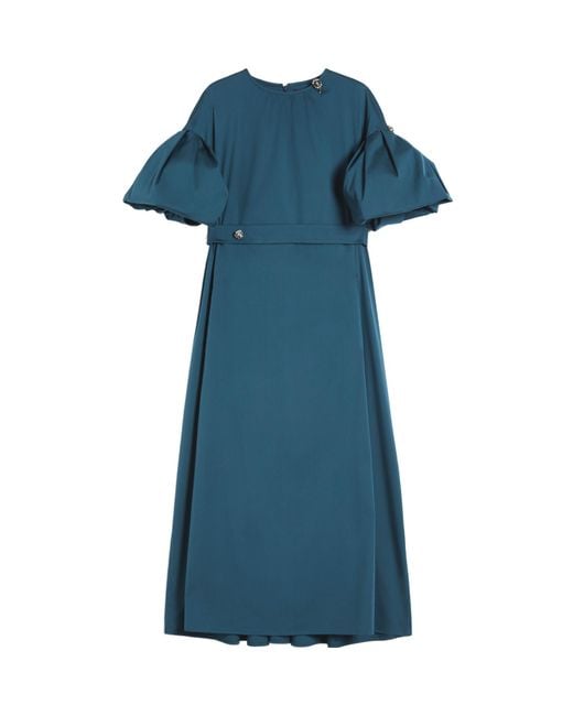 Max Mara Blue Stretch Poplin Sheath Dress