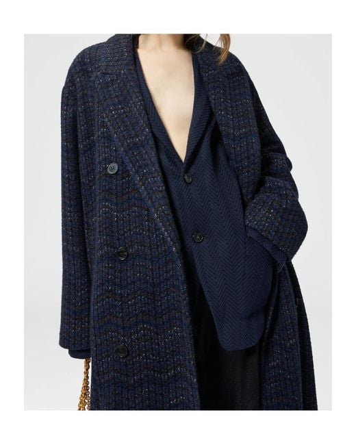 Missoni Blue Double-Breasted Cashmere And Viscose Coat
