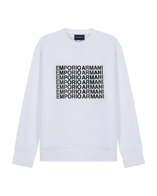 Emporio Armani White Logo Print Sweatshirt for men