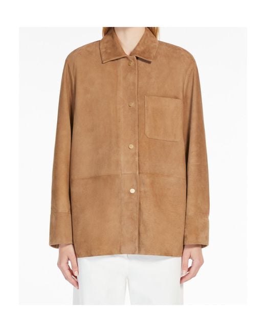 Max Mara Brown 'S Fresia Buttoned Long-Sleeved Overshirt