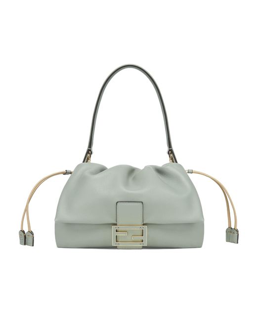 Fendi Gray Mamma Baguette Medium Shoulder Bag