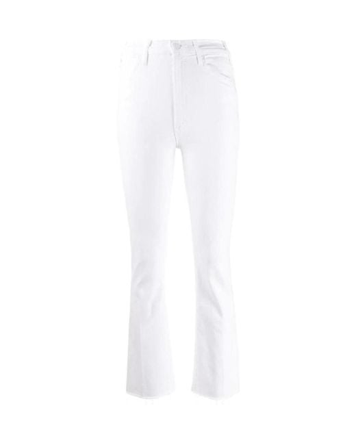 Mother White The Hustler Ankle Fray Jeans
