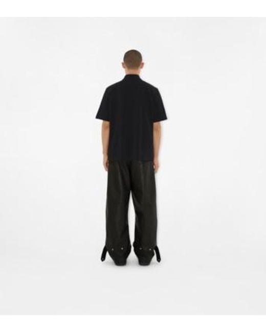 Burberry Black Logo Embroidered Short Sleeved Polo Shirt for men