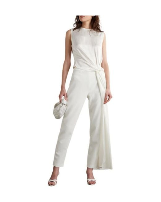 Brandon Maxwell White Crepe Slim-Fit Trousers