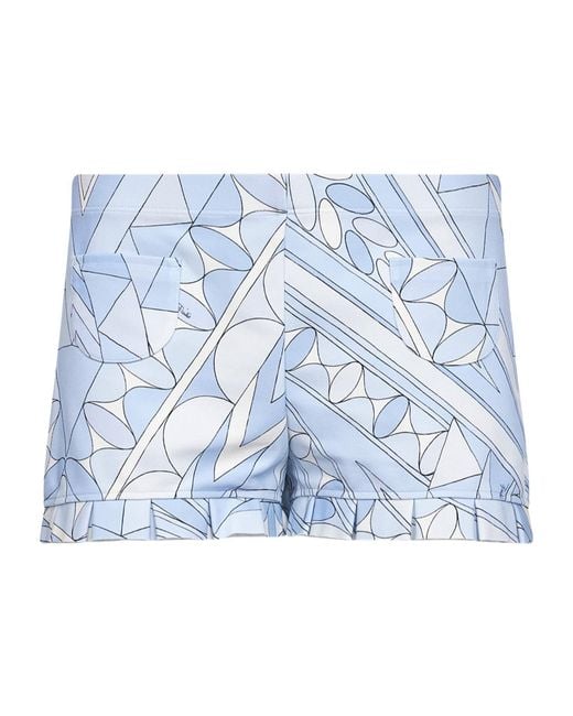Emilio Pucci Blue Pucci Manuba Printed Ruffle Shorts