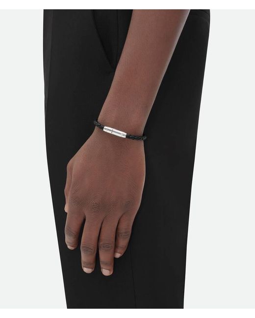 Bottega Veneta Metallic Braid Leather Bracelet for men