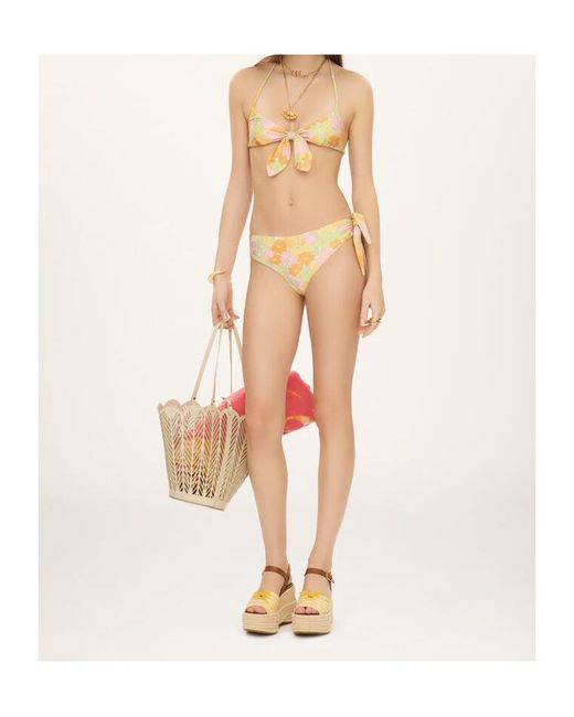 Chloé Metallic Chloé Floral Tie-Front Bikini Top