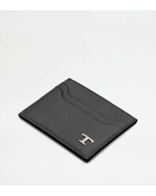 Tod's Black Calf Leather Card Holder for men