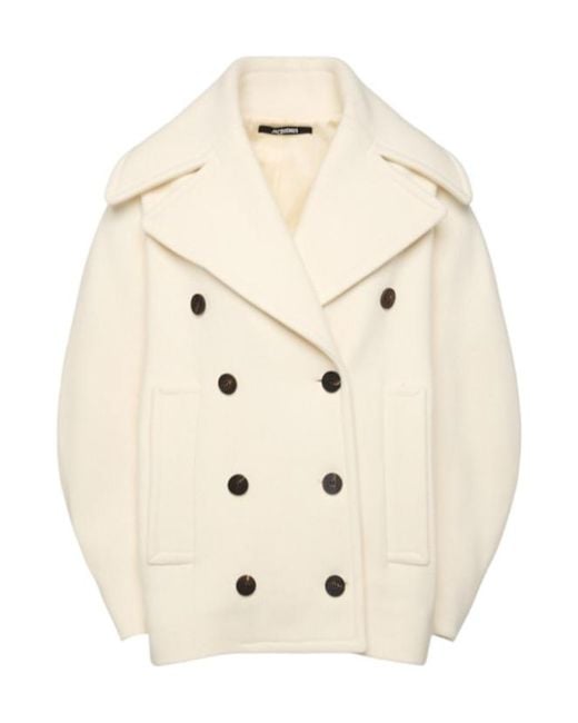 Jacquemus Natural Le Caban Ovalo Wool Coat