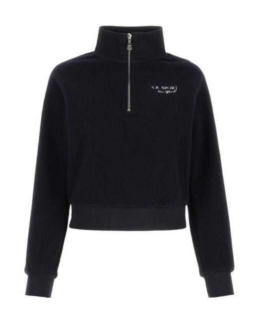 Sporty & Rich Blue Half-Zip Fleece Sweatshirt