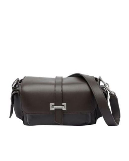 Hogan Gray Embossed Small Flap Shoulder Bag
