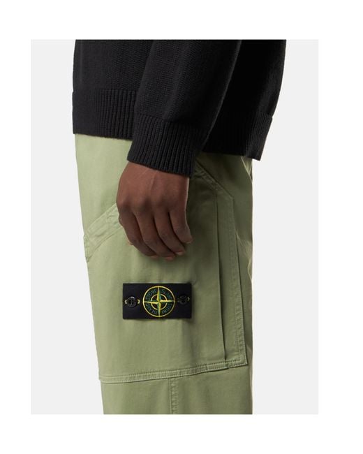Stone Island Green Logo Patch Trousers for men