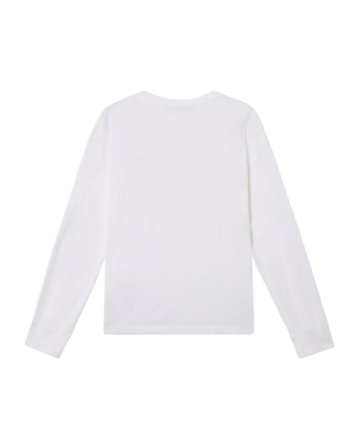Stone Island White Slim Fit Long Sleeve T-Shirt With Compass Patch for men