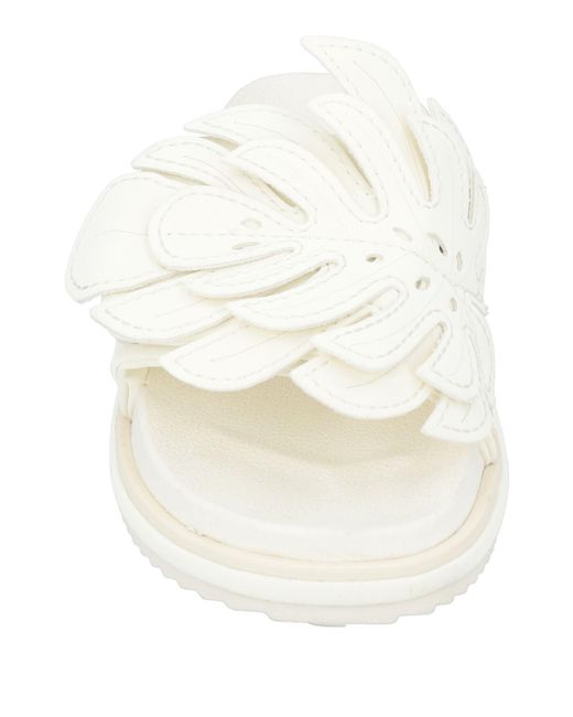 Farm Rio White Solid Color Slide Sandals