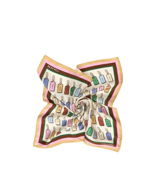 COACH White Printed Silk Scarf