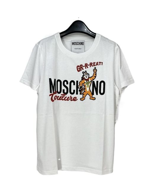Moschino Gray Logo Printed Short Sleeved T-Shirt