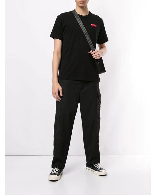 COMME DES GARÇONS PLAY Black Double Heart Appliquéd T-Shirt for men