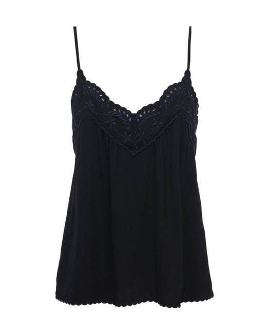 See By Chloé Black Embroidered Design Camisole Top