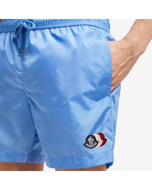 Moncler Blue Logo Patch Drawstring Swimsuit for men