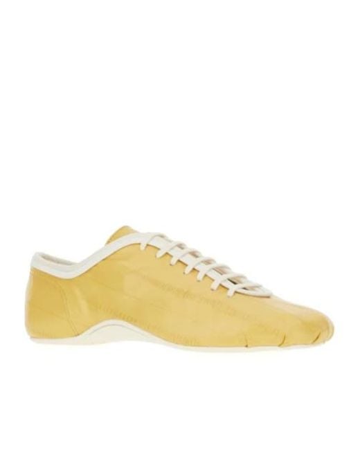 Dries Van Noten Yellow Leather Ballerina Sneakers