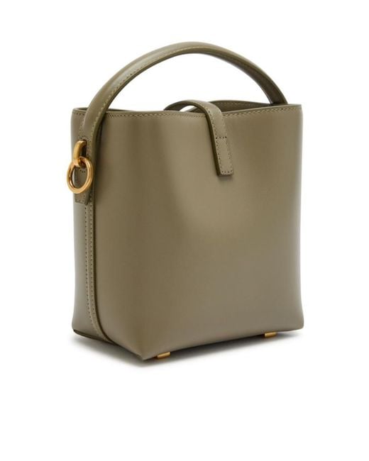 Saint Laurent Green Le 37 Mini Leather Bucket Bag