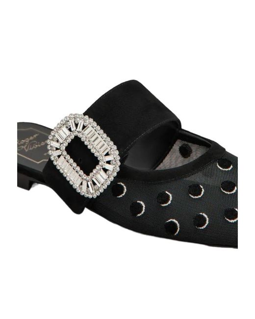 Roger Vivier Black Belle Vivier Polka Dot Mules