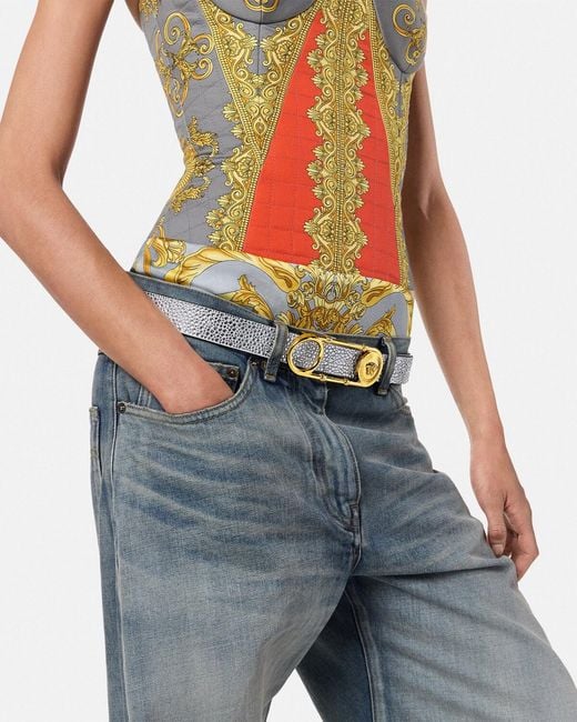 Versace White Medusa-Head Leather Belt
