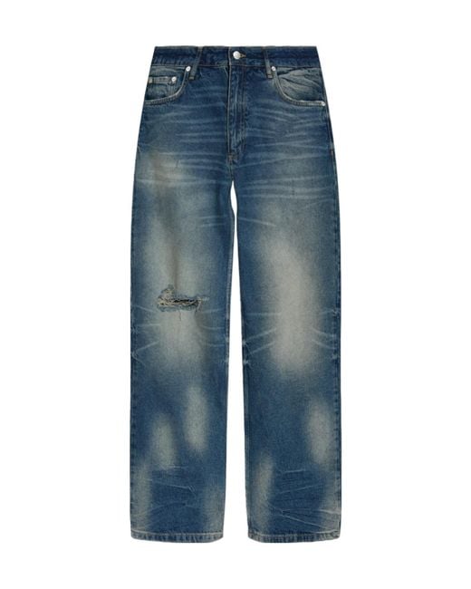 M I S B H V Blue Logo-Patch Distressed Jeans