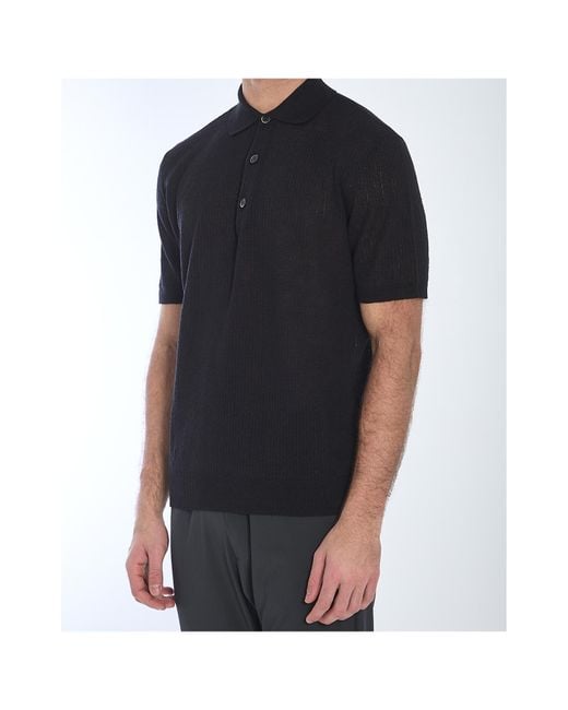 Barena Black Marco Alafin Knitted Polo Shirt for men