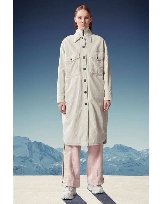 Moncler White Grenoble Vanay Corduroy Long Sleeved Shirt Jacket
