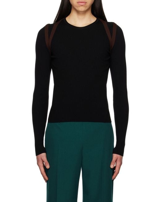 Dion Lee Black Harness-Detail Long-Sleeve T-Shirt for men