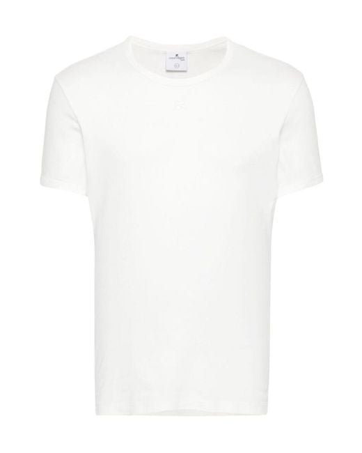 Courreges White Courrèges Logo Embroidered Crewneck T-Shirt for men