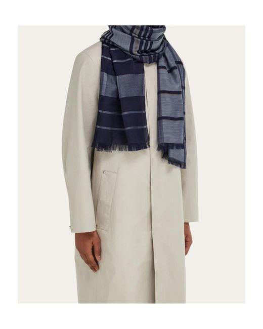 Ferragamo Blue Check Stole for men