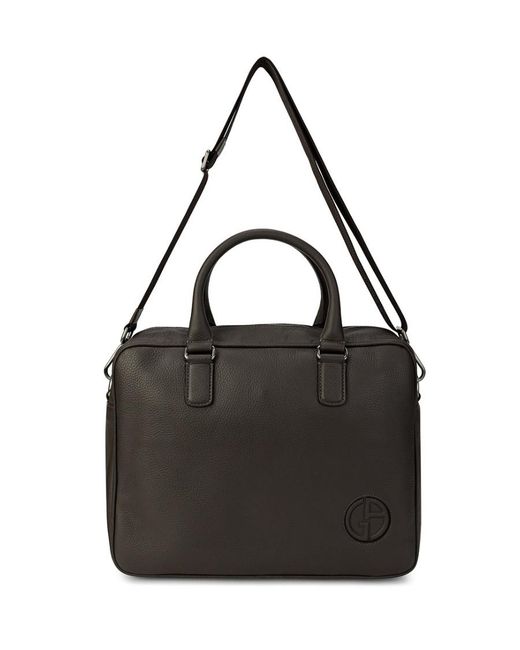 Giorgio Armani Black Logo Briefcase for men