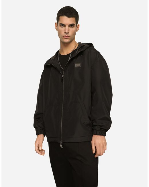 Dolce & Gabbana Black Zippered Hooded Casual Jacket for men
