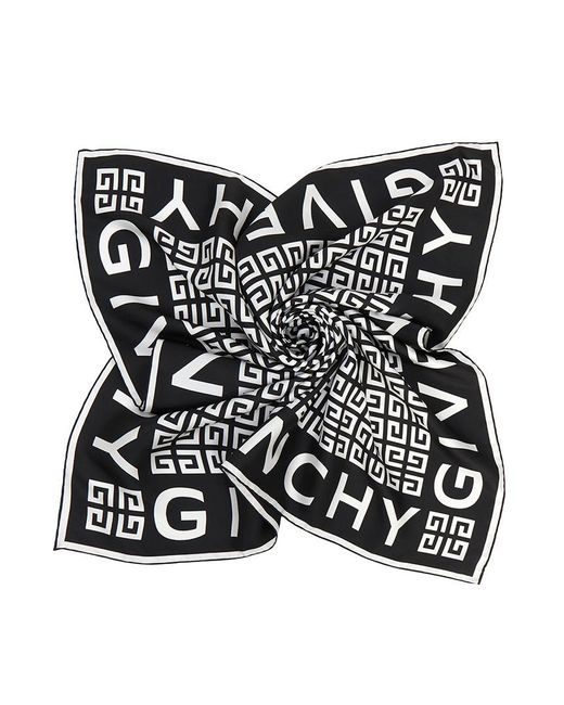 Givenchy Black 4G Pattern Silk Scarf