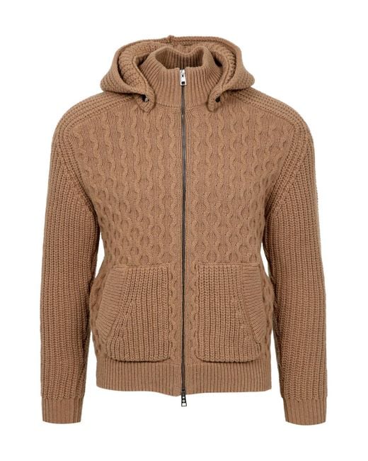 Tagliatore Brown Long-Sleeved Knitted Cardigan for men