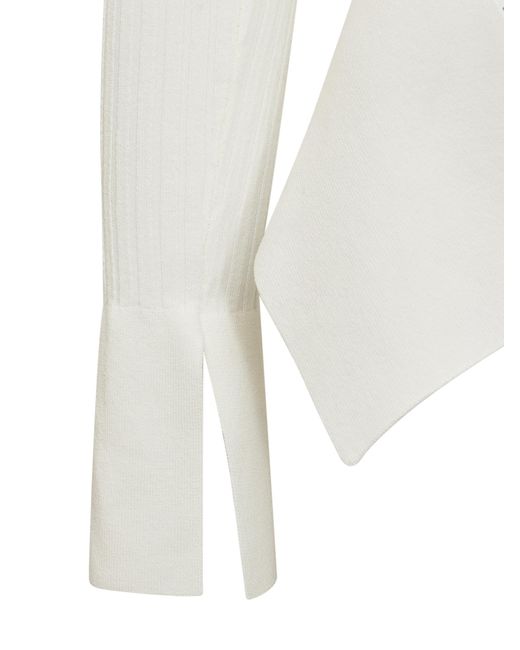 ANDREADAMO White Asymmetrical Hollow Top