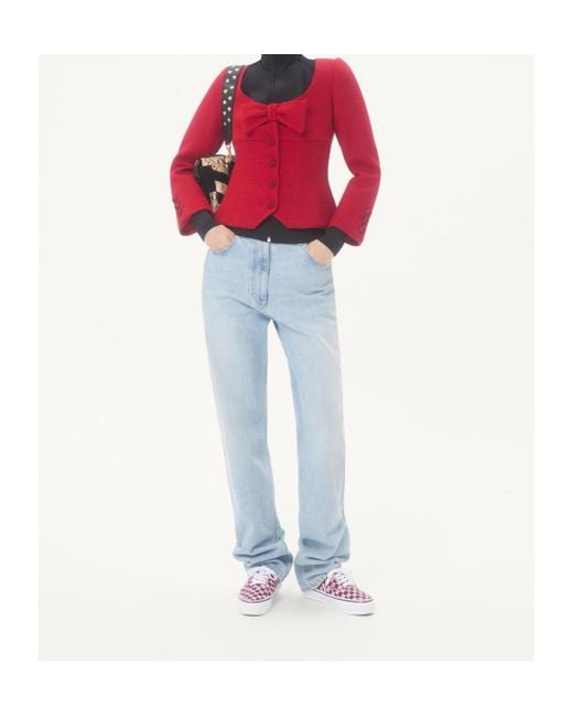 Valentino Red Bow Detailed Button-Up Jacket