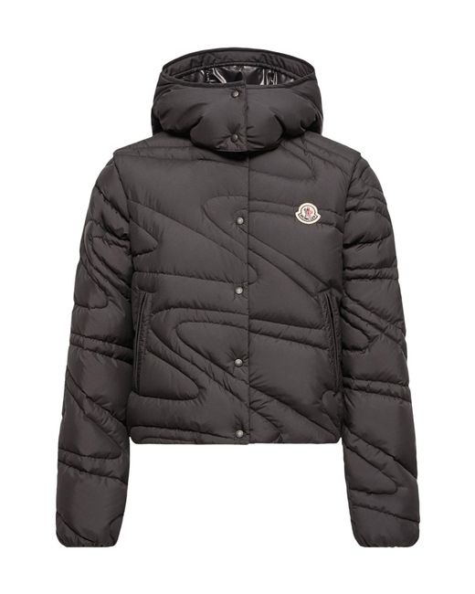 Moncler Black Leona 2-In-1 Hooded Short Down Jacket