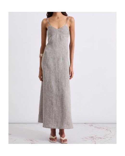 Marella Gray Long Linen Dress