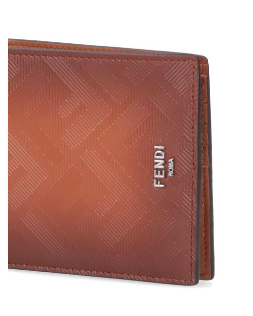 Fendi Red Logo Plaque Bifold Wallet for men